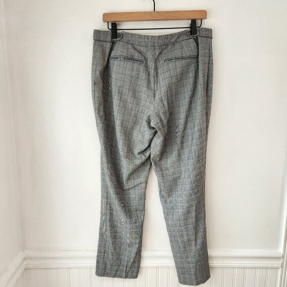 Calvin Klein Glen Plaid Grey Trousers Pants Adjustable Waist Straight Leg Size 8 - Picture 2 of 9